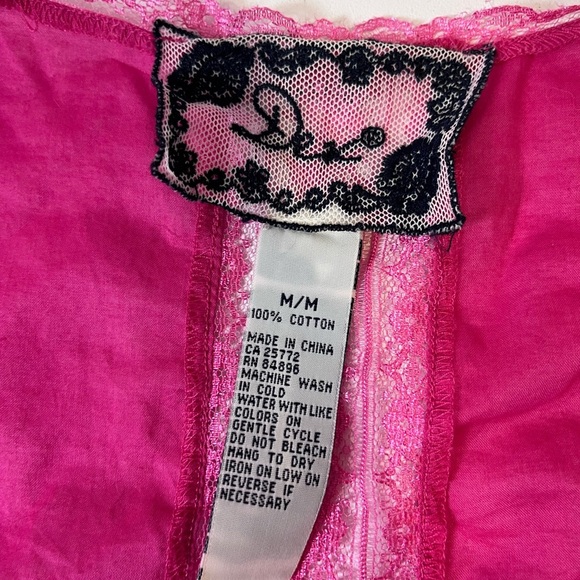 y2k dex hot pink button up lace mesh tank top mini dress vintage coquette barbie - Picture 5 of 7